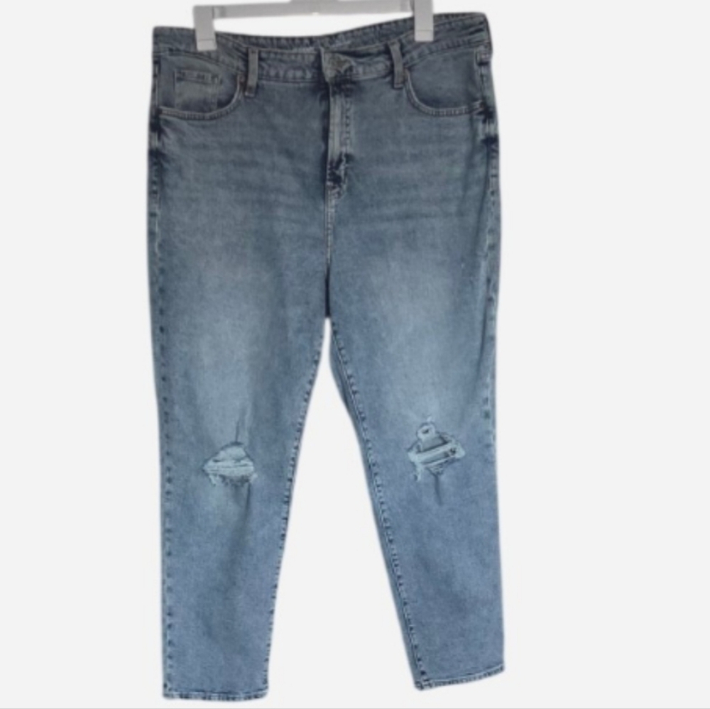 Old Navy Blue Distressed OG Straight Jeans Size Plus Size 18